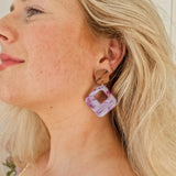 Oorbellen Purple Aurora Square