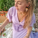 Ketting Suede Cord Matcha Green Flower