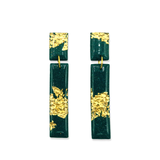 Oorbellen Emerald Tree Green Golden Rectangle