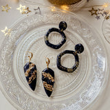Oorbellen Charcoal Black Golden Glitters