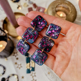 Oorbellen Charcoal Black Galaxy Squares