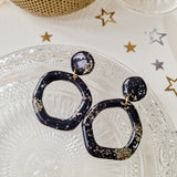 Oorbellen Charcoal Black Golden Glitters