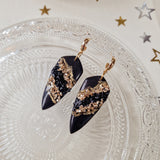 Oorbellen Charcoal Black Geode Drop