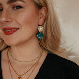 Oorbellen Emerald Tree Green Golden Glitters