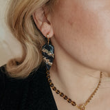 Oorbellen Charcoal Black Geode Drop