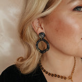 Oorbellen Charcoal Black Golden Glitters