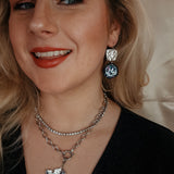 Oorbellen Charcoal Black Silver Glitters Round