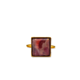 Ring Merlot Red Stone Square