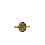 Ring Olive Green Stone Oval Mini