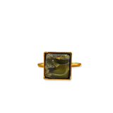 Ring Olive Green Stone Square