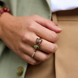 Ring Olive Green Stone Oval Mini