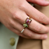 Ring Olive Green Stone Oval Mini