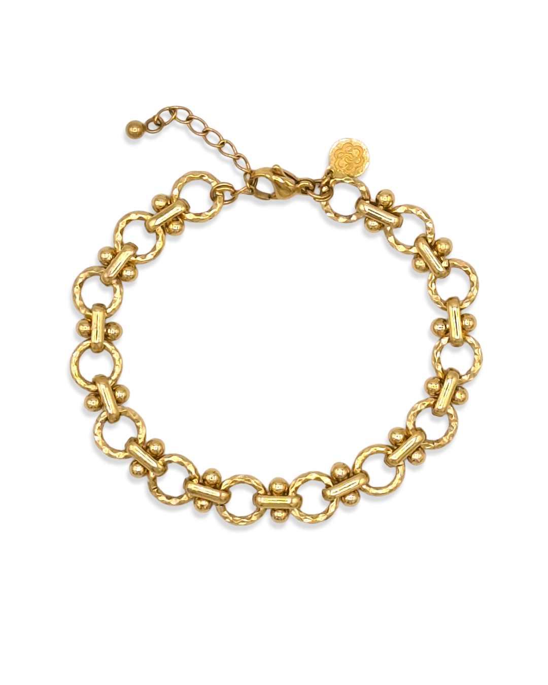 Lace Armband in goud met ronde schakels en fijne bolletjes
