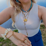 Oorbellen Sunset Heat Turquoise Shell Pearl Hoop