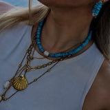 Oorbellen Sunset Heat Turquoise Shell Pearl Hoop