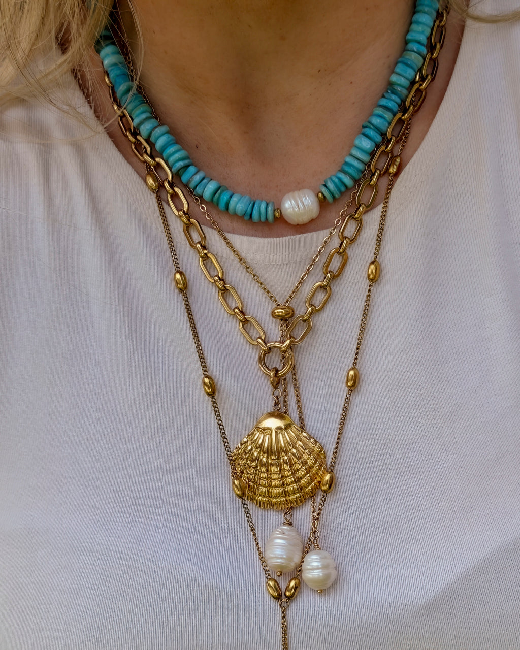Ketting Summer Glow Rectangle Link op model