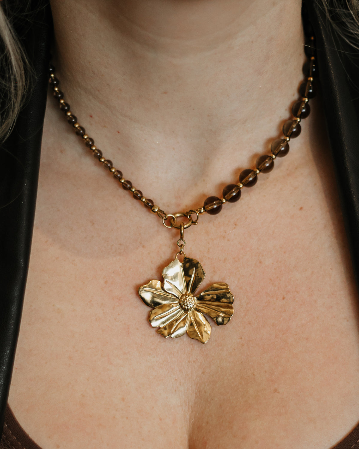 Ketting Smokey Quartz Brown op model