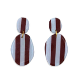 Oorbellen Dangle Stripes Burgundy & Light Blue