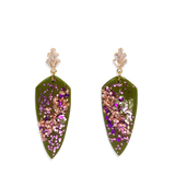 Oorbellen Green Purple Diamond