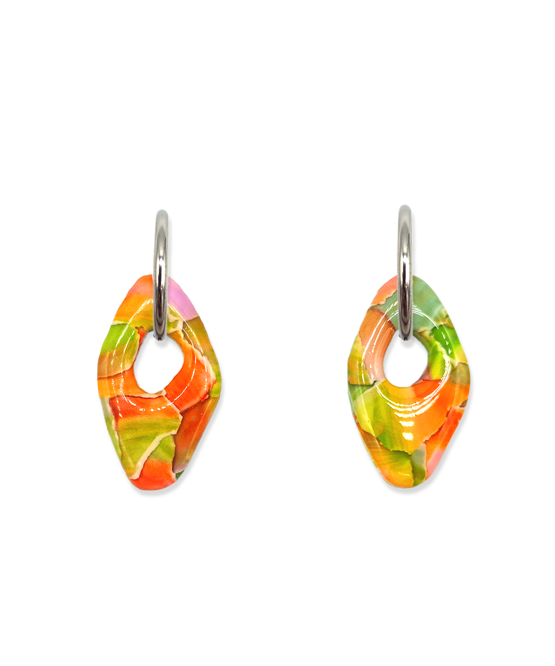 Oorbellen Watercolor Green Organic | Double Sided
