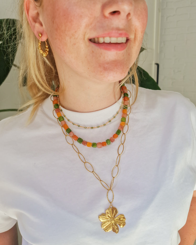 Ketting Kralen Warm Summer night op model