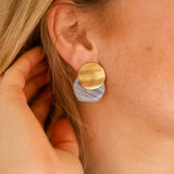 Oorbellen Blue Lace Agate Disc Studs