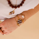 Armband Cuff Burgundy & Light Blue Stripes