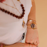 Armband Cuff Burgundy & Light Blue Stripes