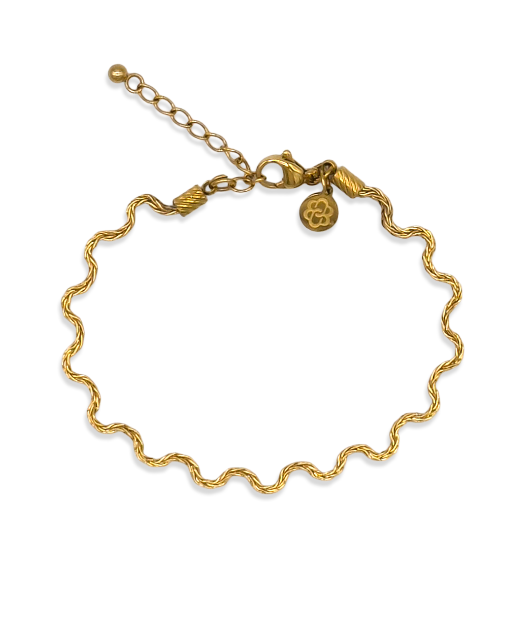 Gouden Odine Armband met golvende vorm en verlengketting