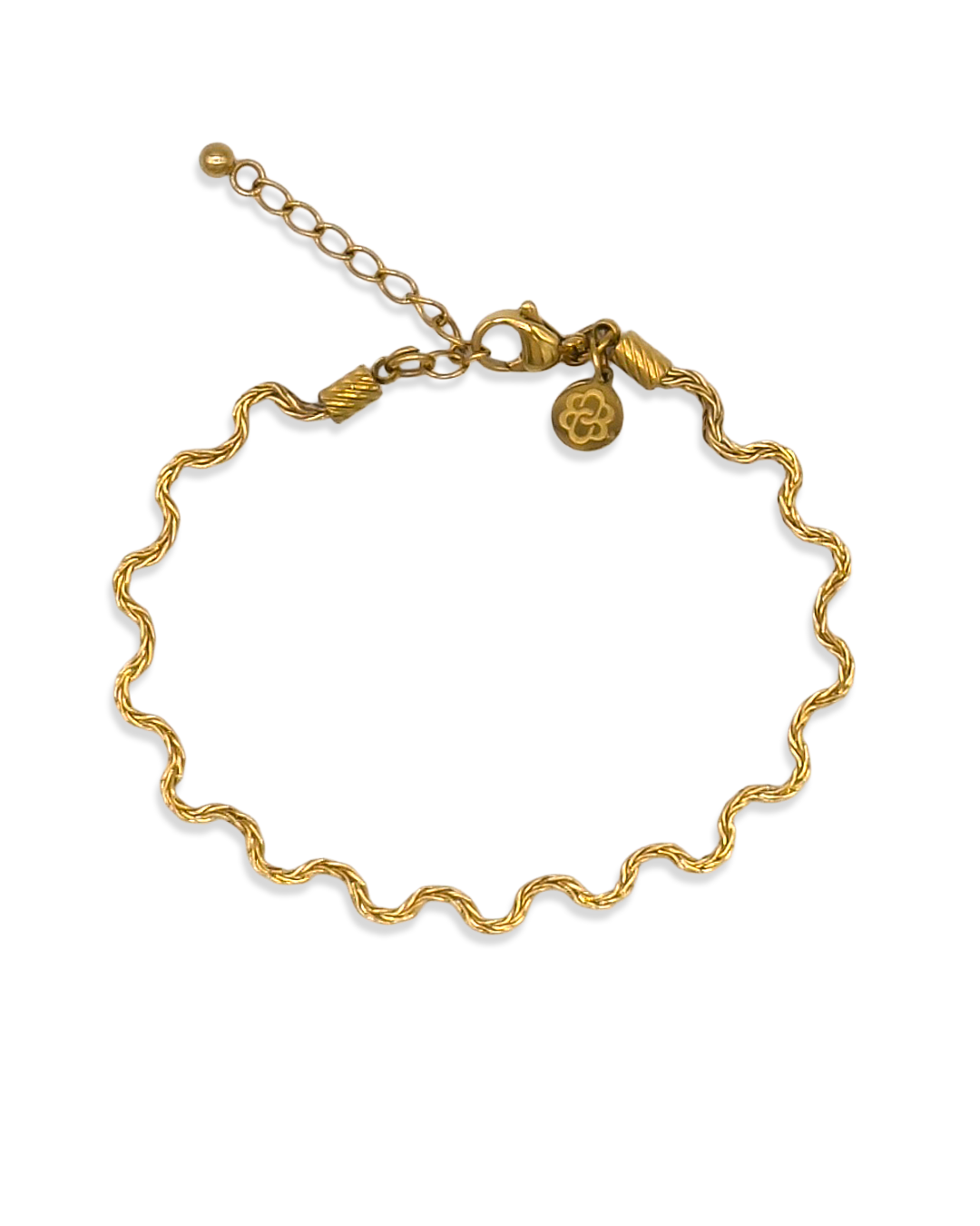 Gouden Odine Armband met golvende vorm en verlengketting