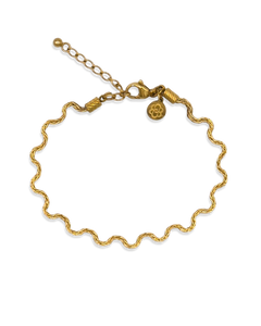 Gouden Odine Armband met golvende vorm en verlengketting