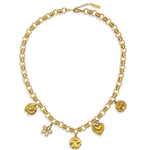 Gouden Coquette ketting met vijf vaste bedels