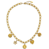 Gouden Coquette ketting met vijf vaste bedels