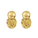 Gouden Solene Oorbellen met gladde ronde studs en hangers met reliëf