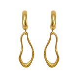 Gouden Ovelle Oorbellen met kleine hoops en open organische hangers