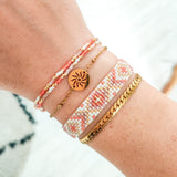 Armband fijne kralen dubbel perzik roze opaque