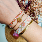 Armband fijne kralen dubbel perzik roze opaque